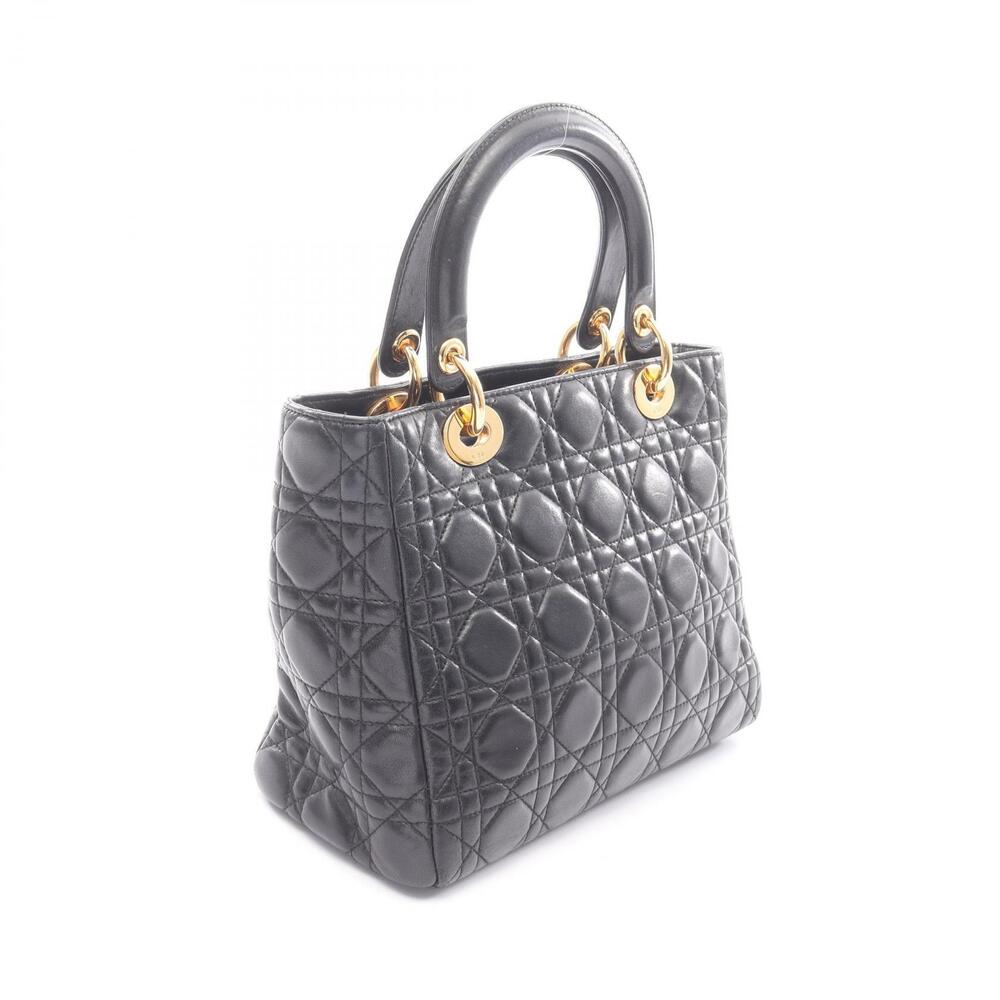 Dior LADY Handbag Black  Christian Leather Cannage Black